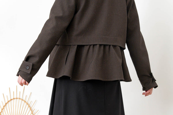 Dark brown blazer w/ peplum layering