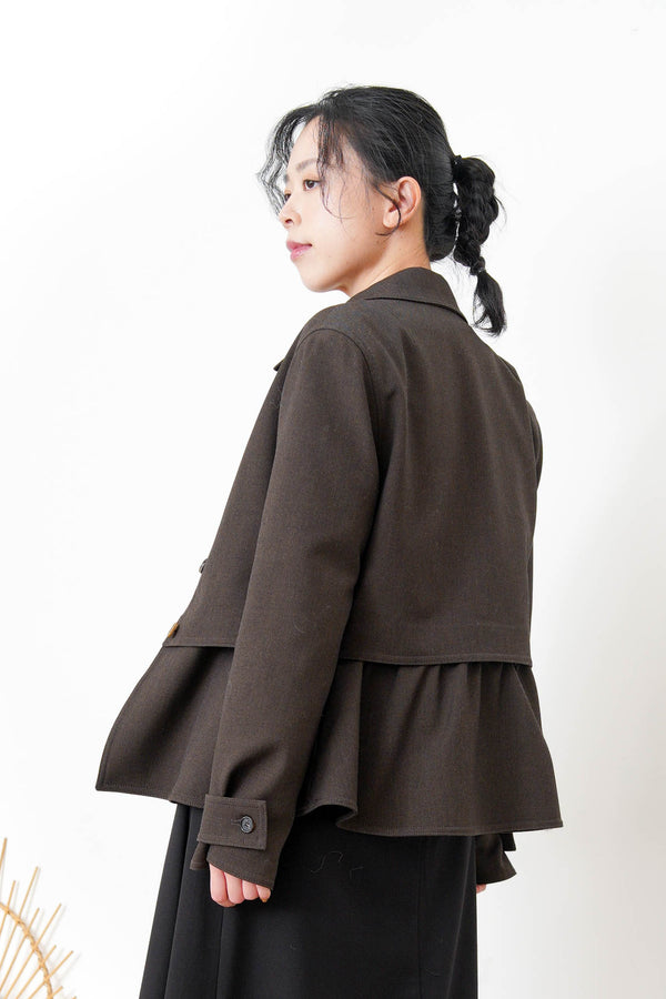 Dark brown blazer w/ peplum layering