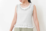 White stripe vest w/ ruffle fringe