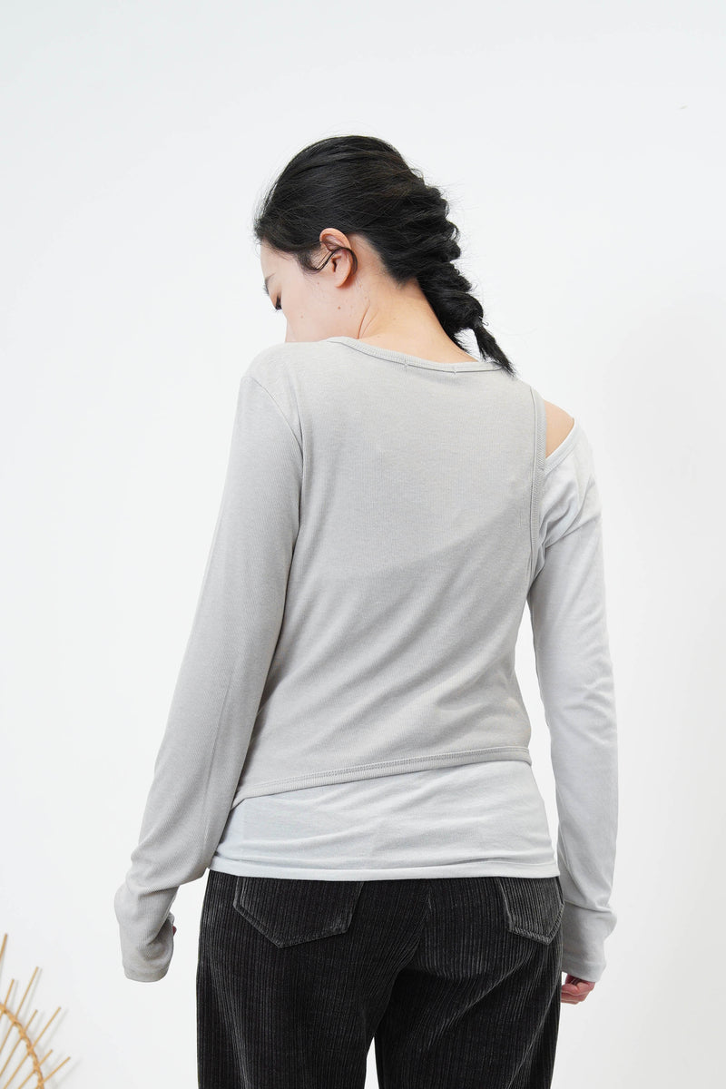 Grey double layering 2in1 top