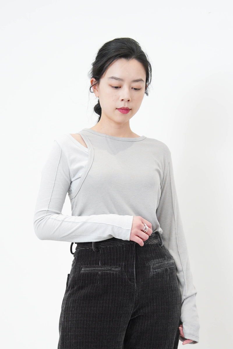 Grey double layering 2in1 top