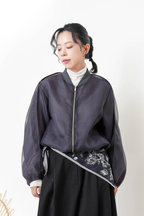 Charcoal premium sheer bomber jacket