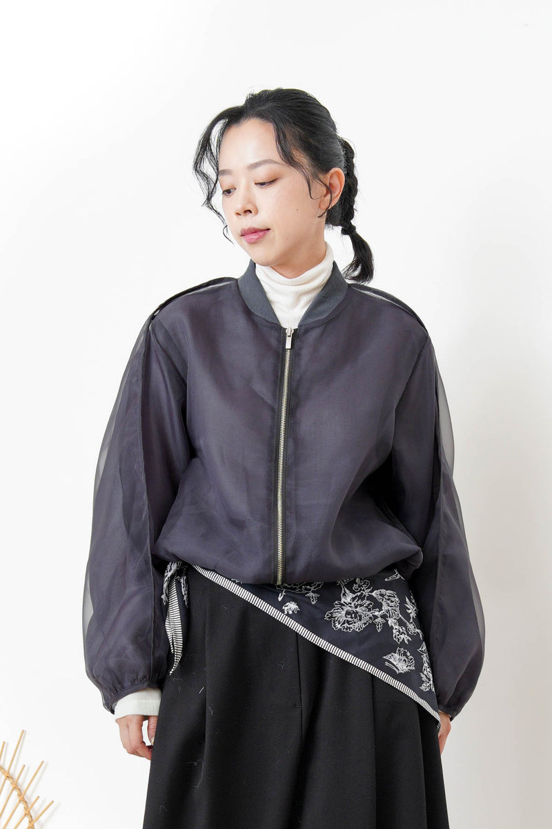 Charcoal premium sheer bomber jacket