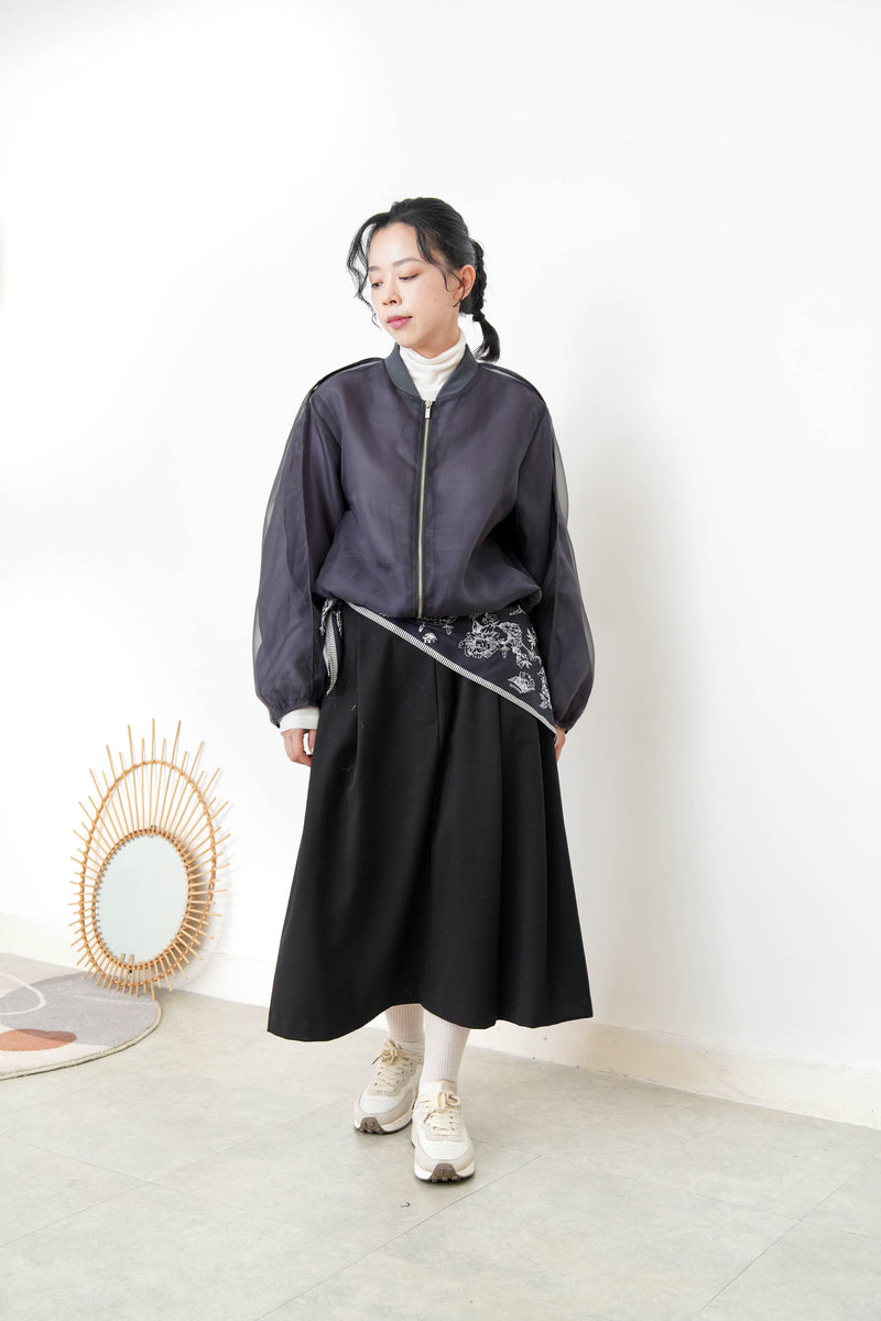 Charcoal premium sheer bomber jacket