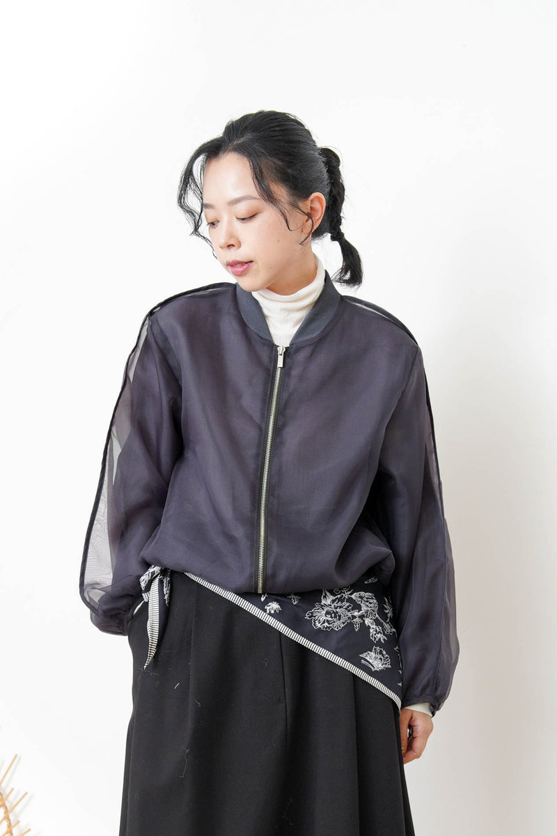 Charcoal premium sheer bomber jacket