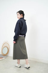 Grey skirt in overlap style