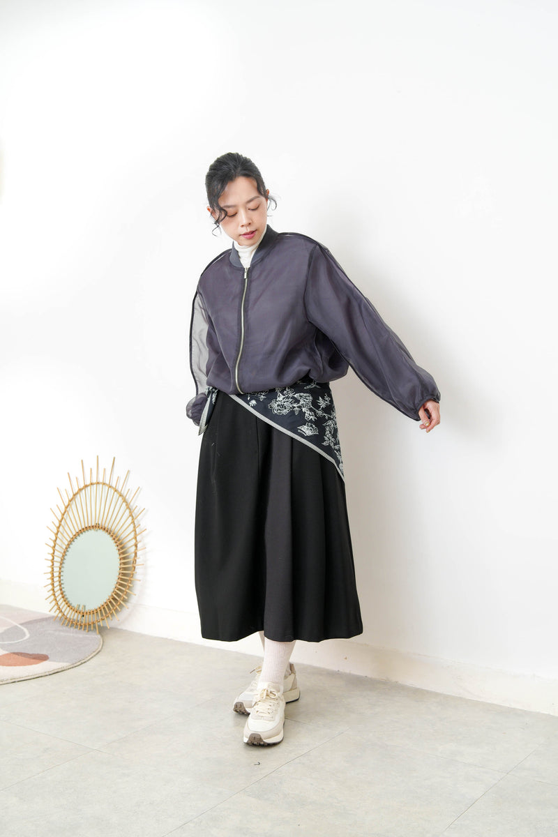 Charcoal premium sheer bomber jacket