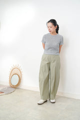 Grey stripe crochet tee top