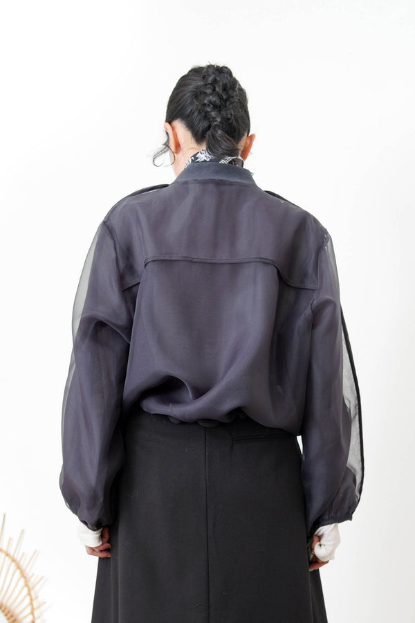 Charcoal premium sheer bomber jacket
