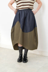 Patchwork denim skirt