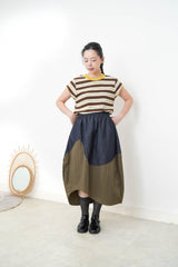 Patchwork denim skirt