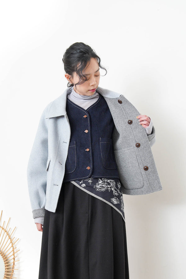 Blue merino wool jacket in 2 ways