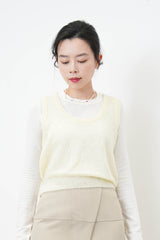 Lemon alpaca knit U neck vest