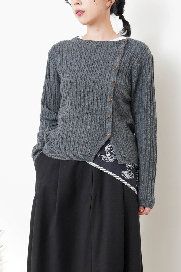 Grey thin knit sweater w/ side buttons