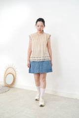 Denim skirt w/ elastic waistband