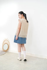 Denim skirt w/ elastic waistband