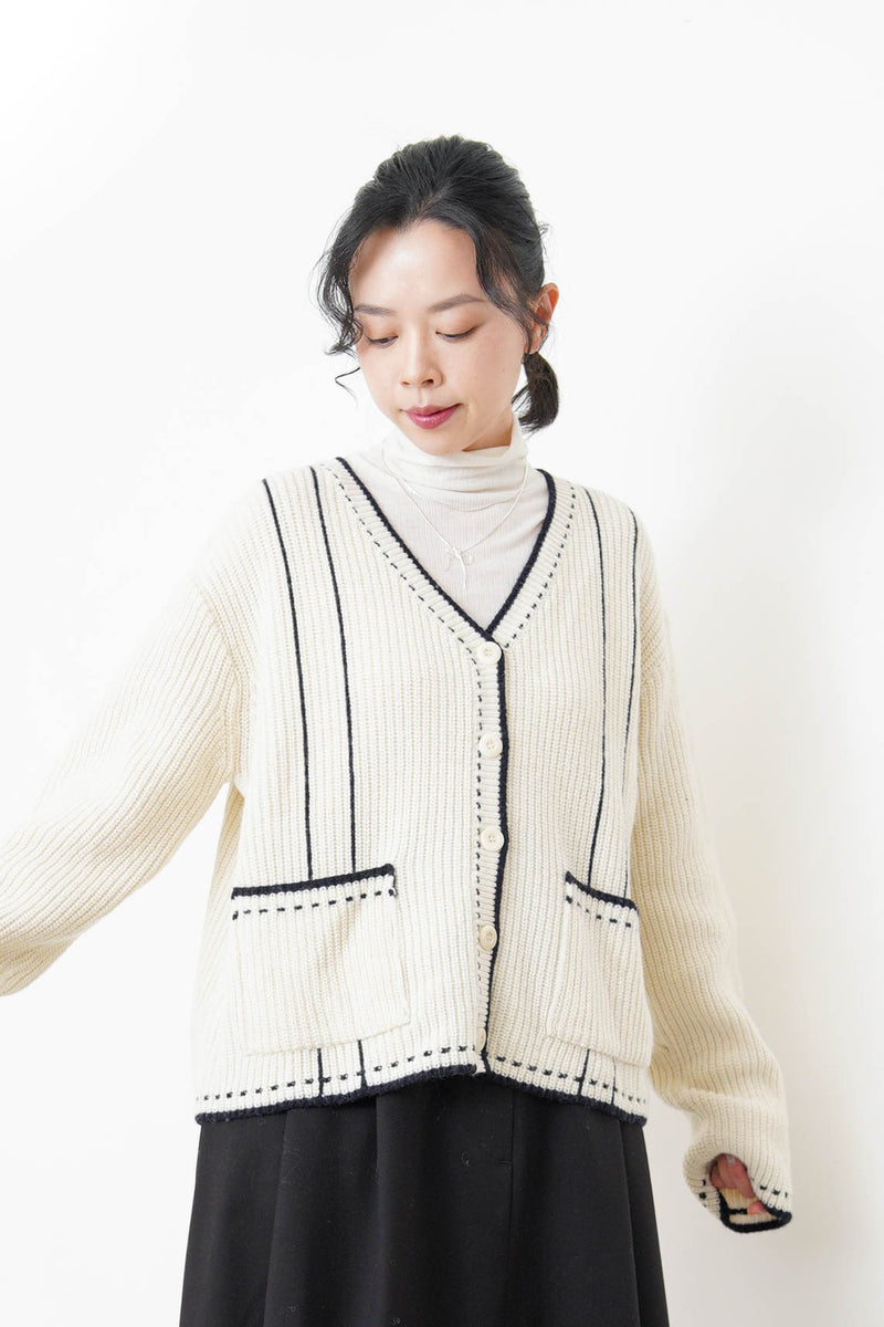 Stripes soft inner in loose turtle neck