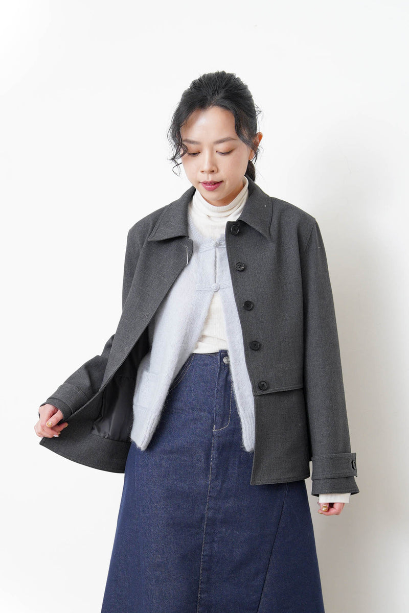 Charcoal blazer w/ peplum layering