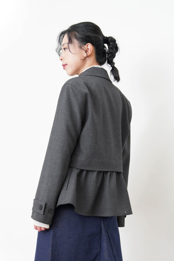 Charcoal blazer w/ peplum layering