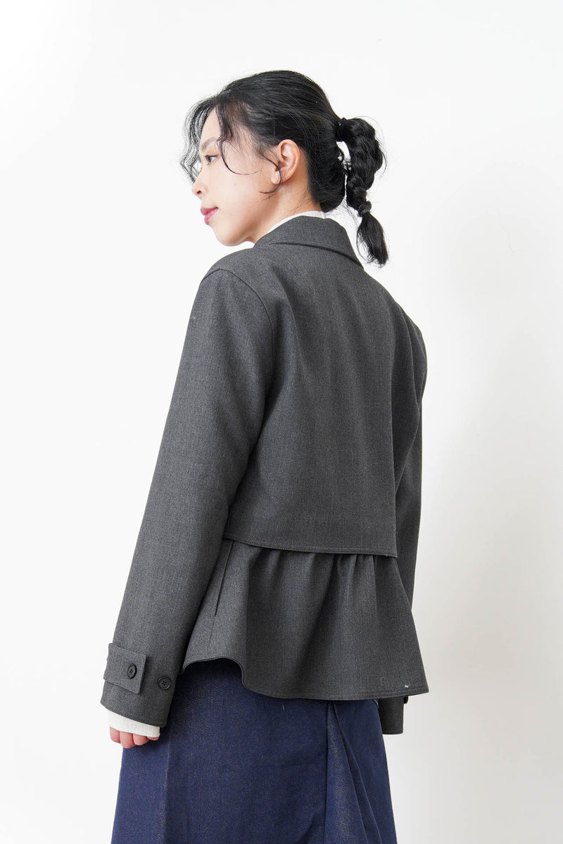 Charcoal blazer w/ peplum layering