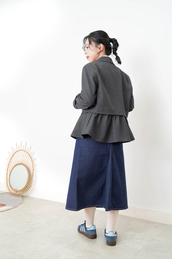 Charcoal blazer w/ peplum layering
