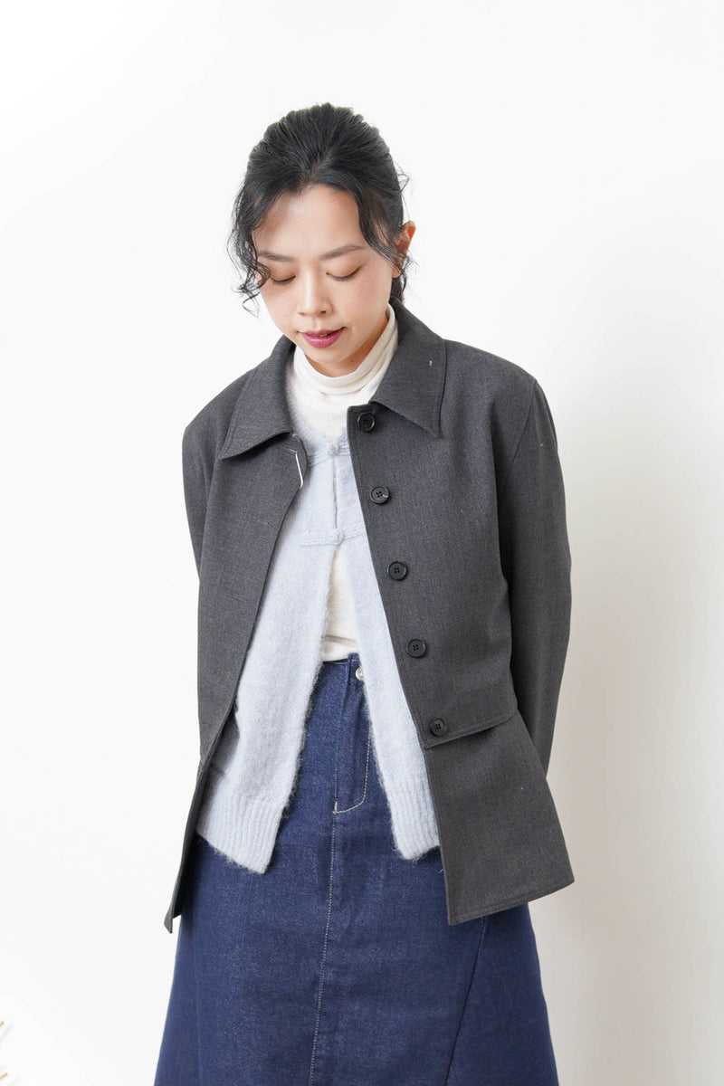 Charcoal blazer w/ peplum layering