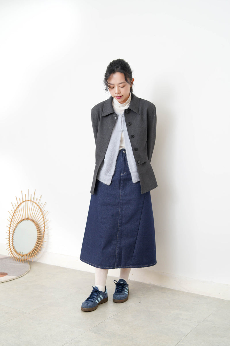 Charcoal blazer w/ peplum layering
