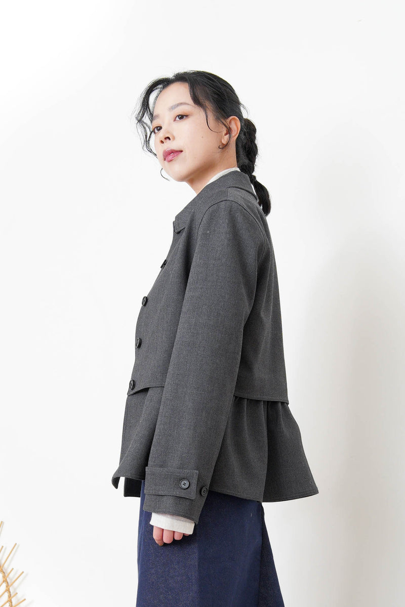 Charcoal blazer w/ peplum layering