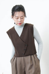 Beige wool asymmetrical vest