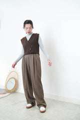 Brown wool asymmetrical vest