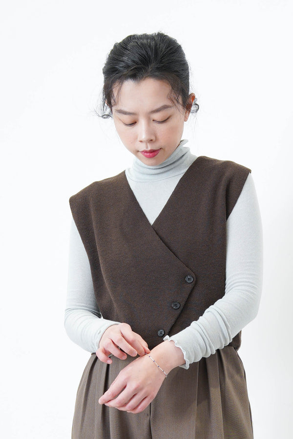 Brown wool asymmetrical vest