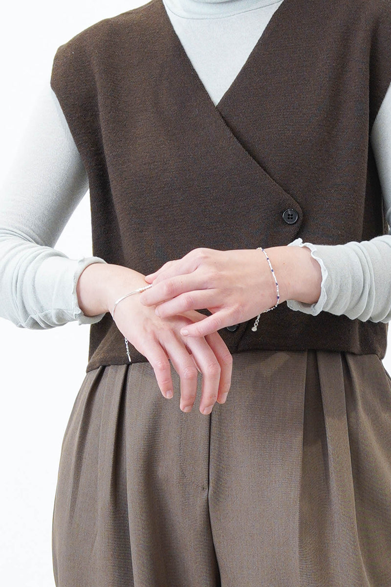Brown wool asymmetrical vest
