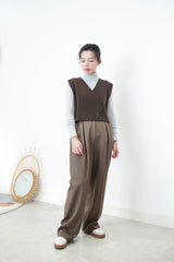 Brown wool asymmetrical vest