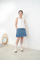 Denim skirt w/ elastic waistband