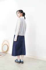 Baby blue brush wool vest w/ detail buttons