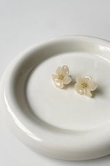 Ivory 3D flower earrings