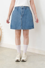 Denim skirt w/ elastic waistband