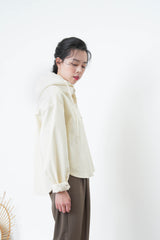 Ivory corduroy shirt in round collar