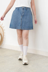Denim skirt w/ elastic waistband