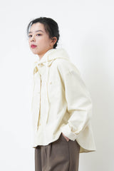 Ivory corduroy shirt in round collar