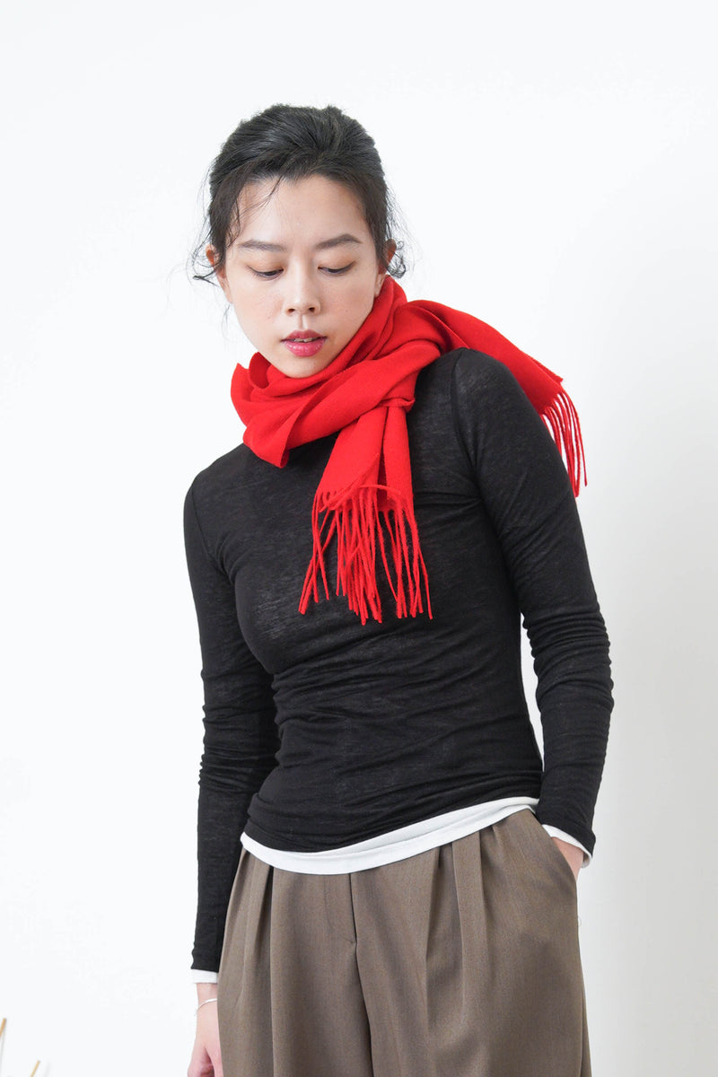 Red color premium wool scarf