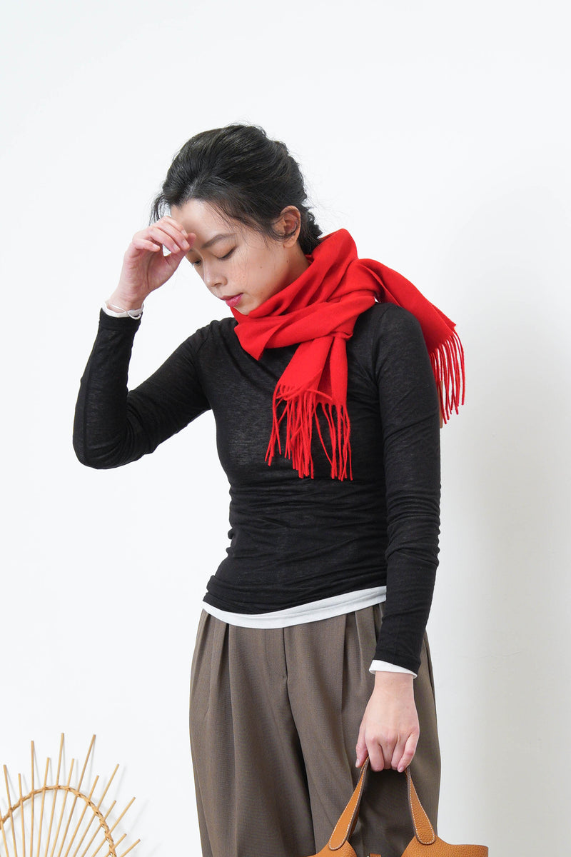 Red color premium wool scarf