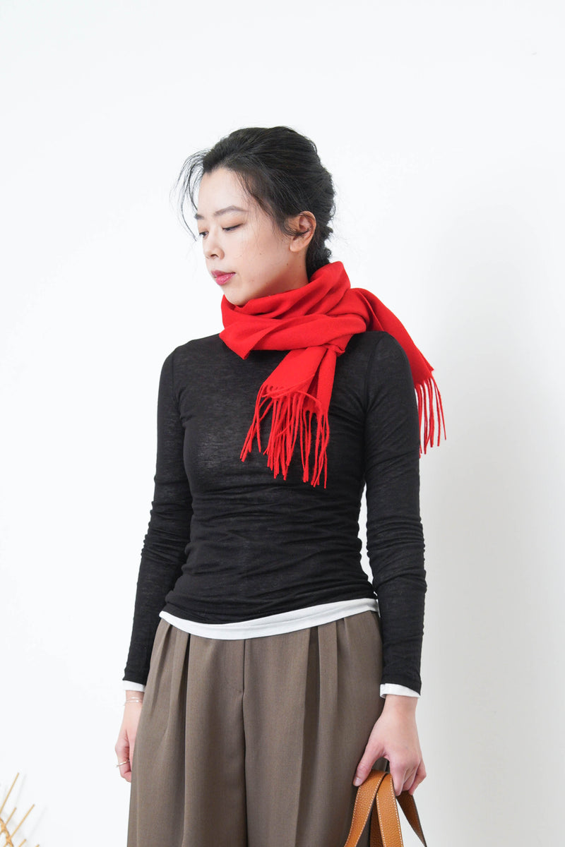 Red color premium wool scarf