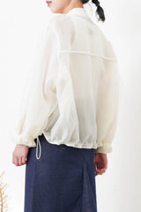 White premium sheer bomber jacket