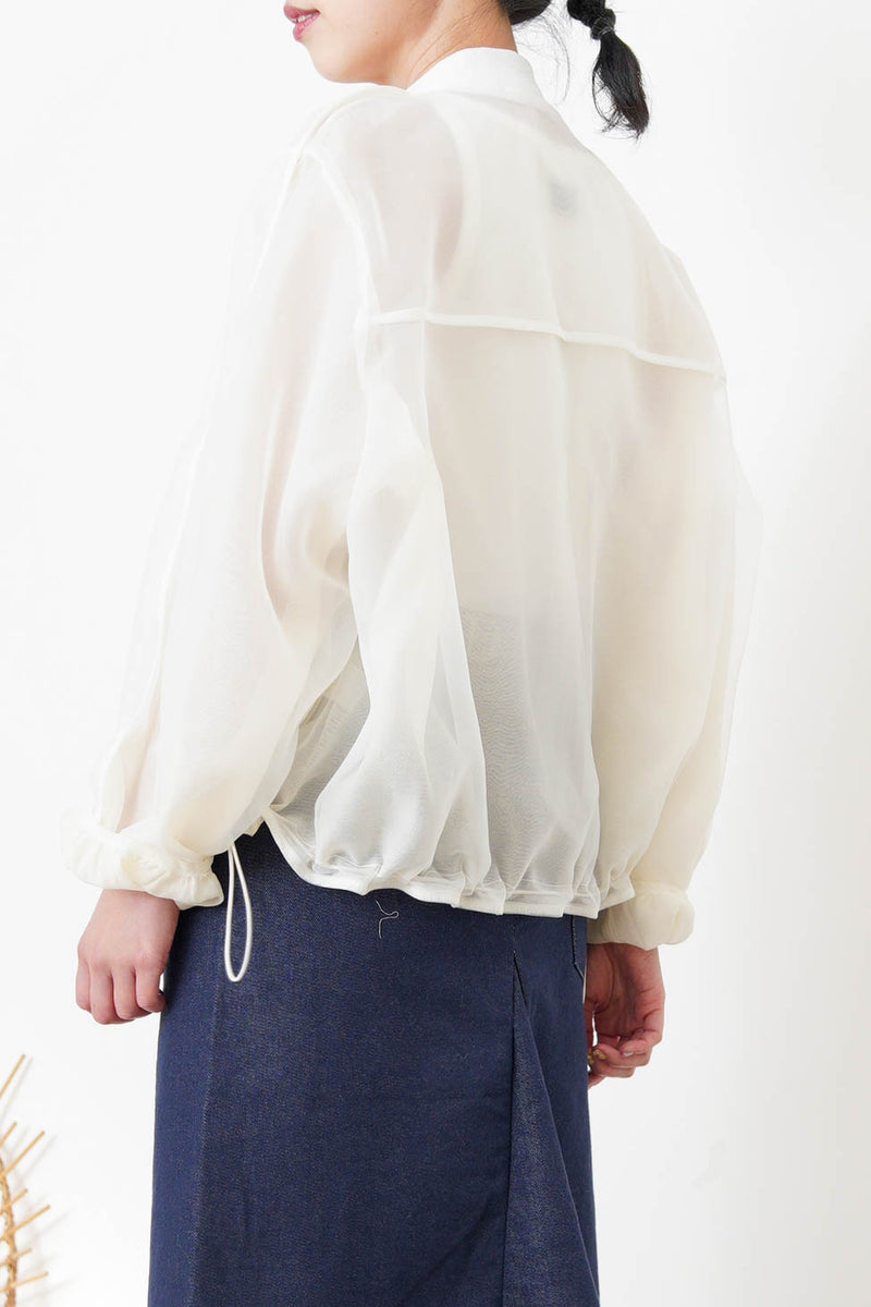 White premium sheer bomber jacket