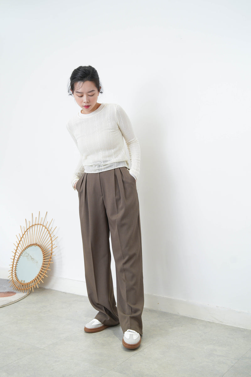 Brown straight cut trousers