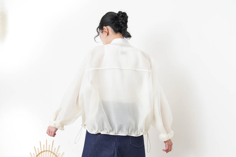 White premium sheer bomber jacket