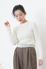 White crochet top w/ split sleeves