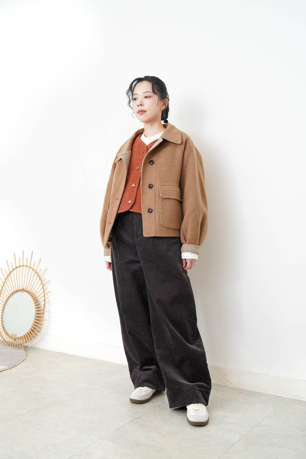 Caramel merino wool jacket in 2 ways
