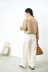 Ivory straight cut outlined trousers